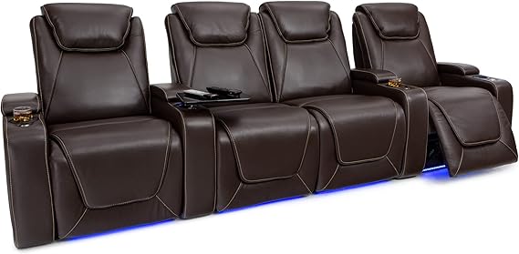 Paladin Home Theater Seating - Heat & Massage, Powered Headrest & Lumbar, Italian Leather, Row of 4