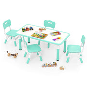 Height Adjustable Kids Table and 4 Chairs Set with Graffiti Desktop