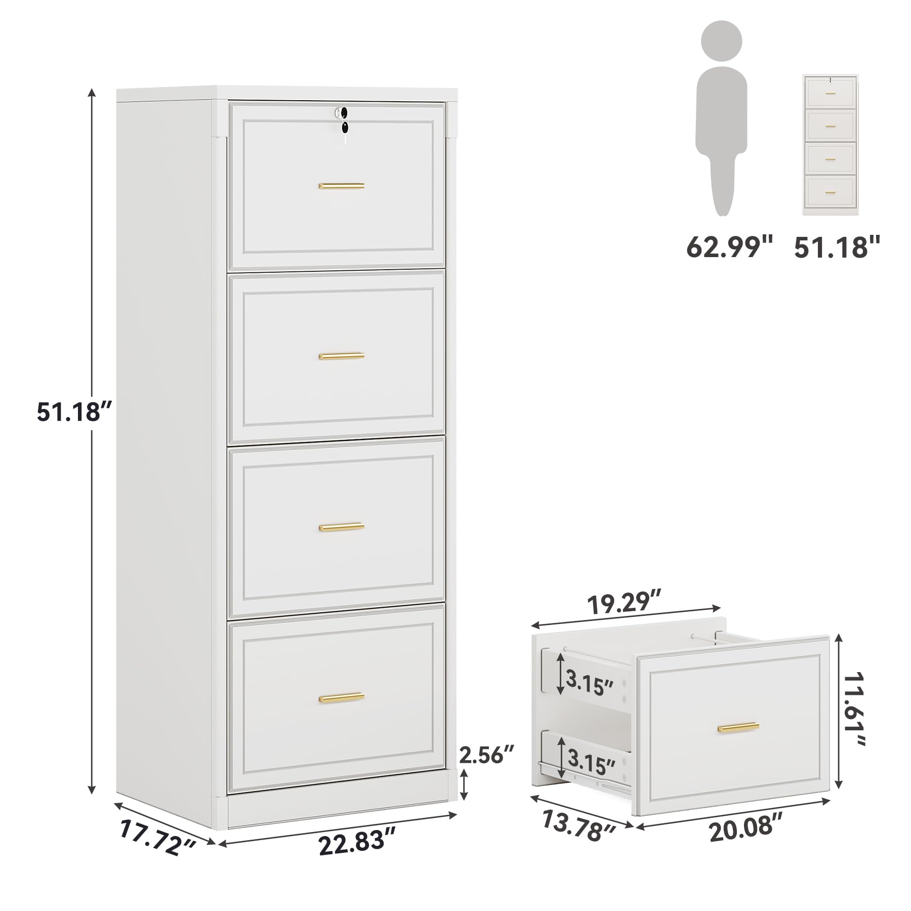 4-Drawer Lockable File Cabinet