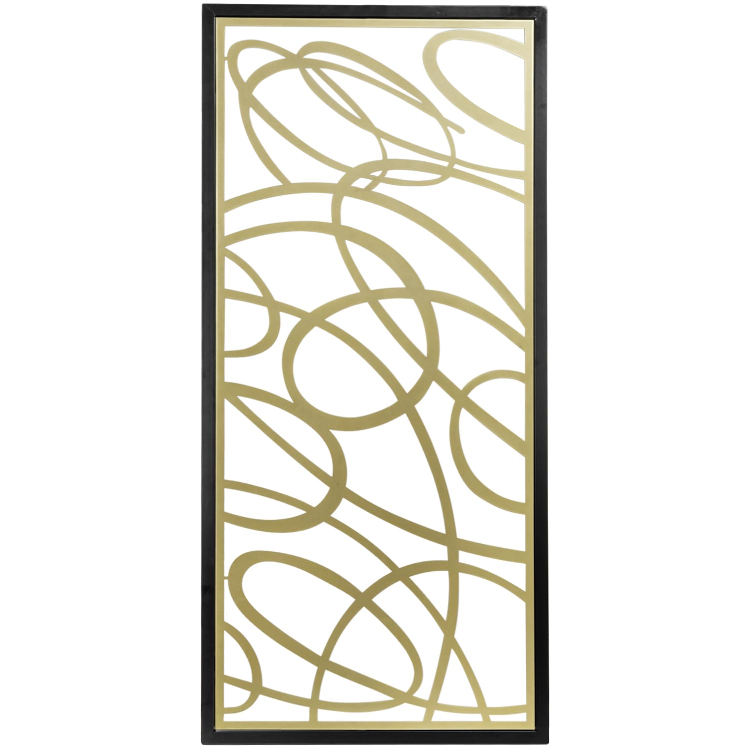 44 x 21 Inch Black Framed Gold Metal Abstract Laser Cut Panel Wall Art
