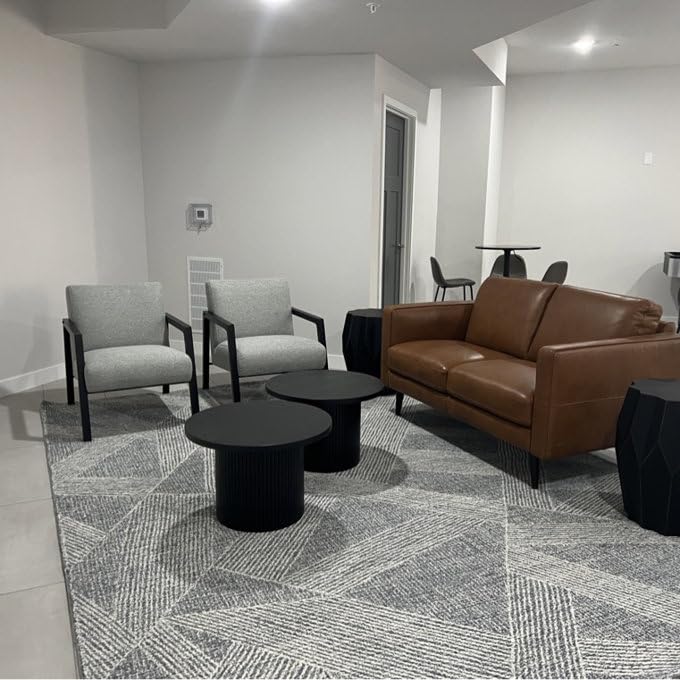 23.6 Inch Round Drum Coffee Table with Fluted Wood Base