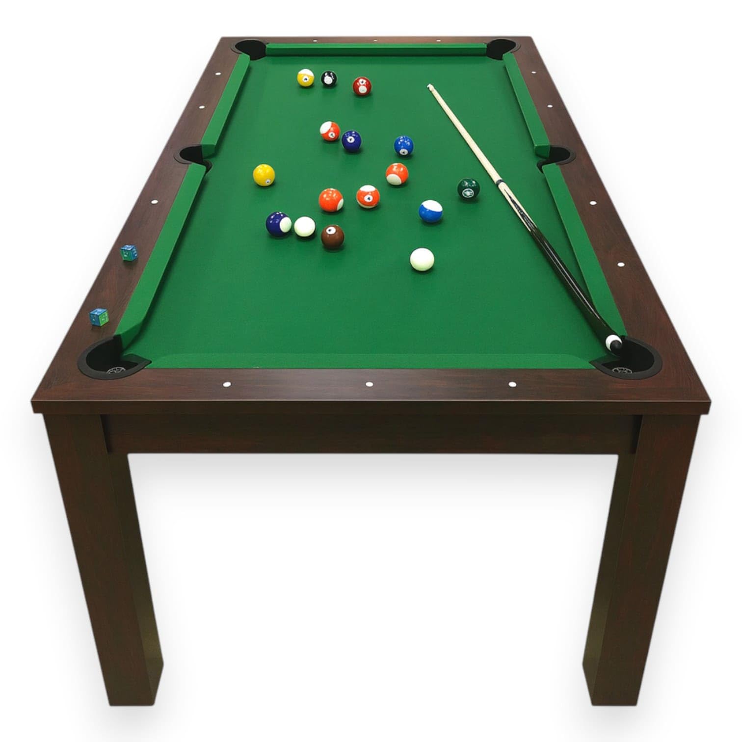 7 Foot Pool Dining Table Combo with Green Felt