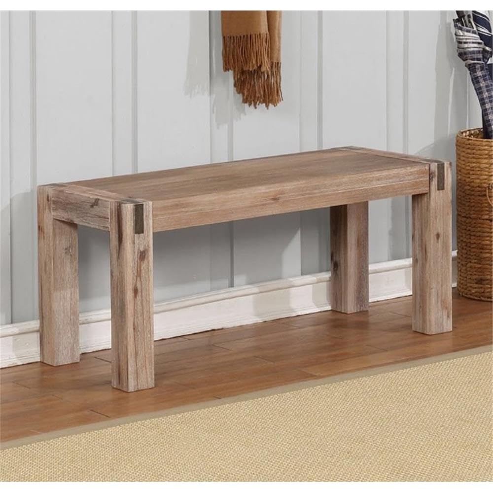 36-Inch Entryway Bench with Metal Bronze Inset