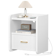 Night Stand with Charging Station and Drawer Storage