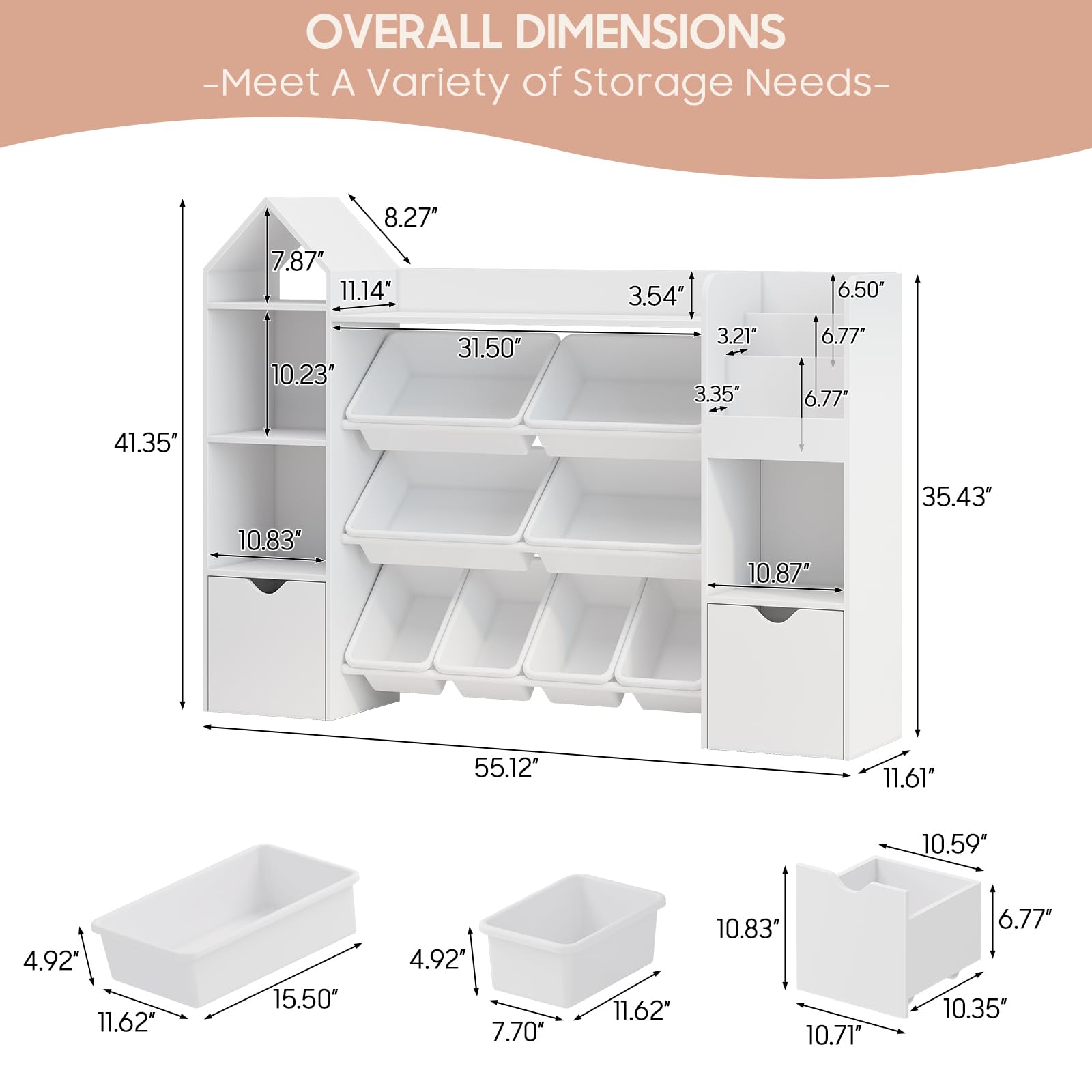 Castle Toy Storage Organizer with Bookshelf