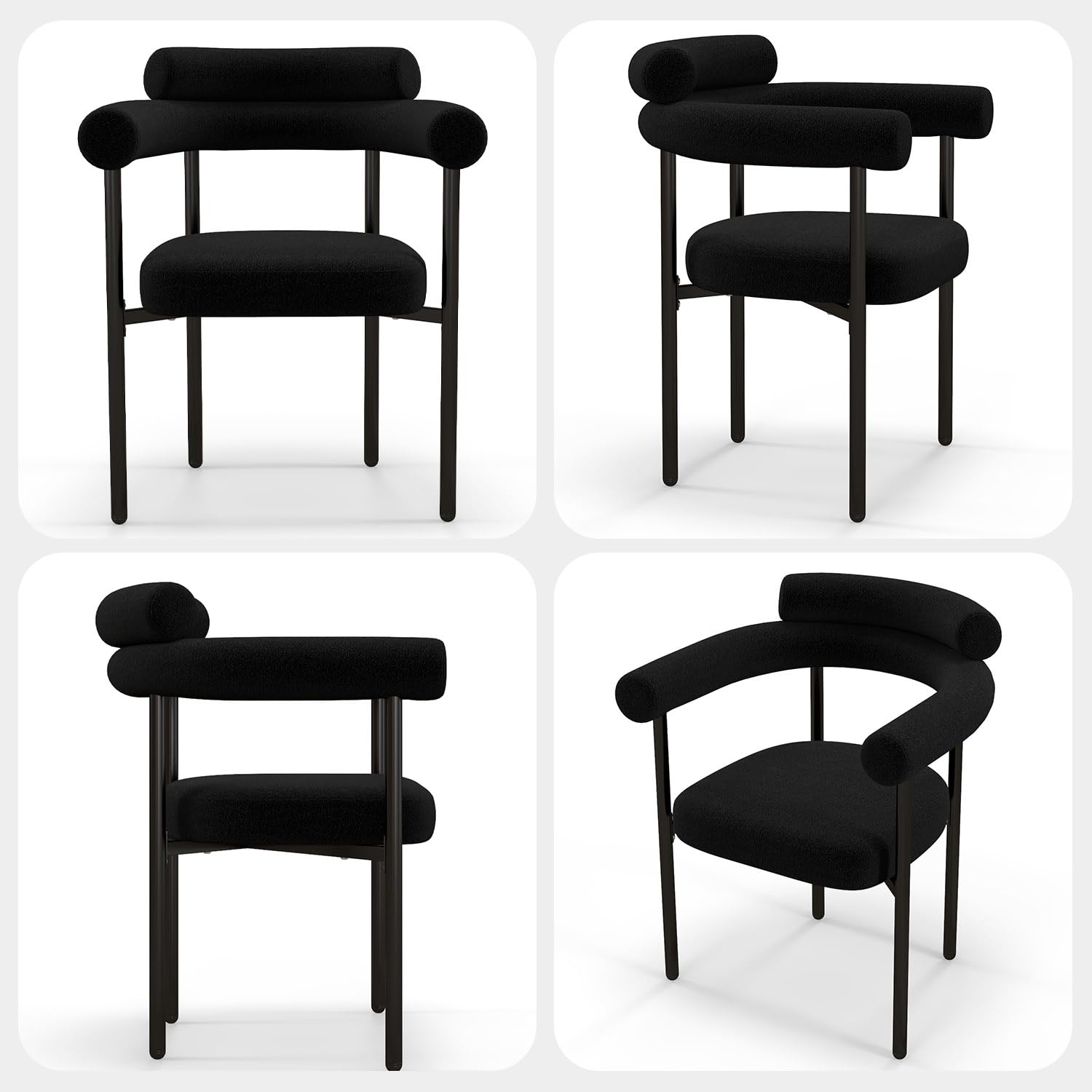 Black Dining Chairs Set of 4 with Arms