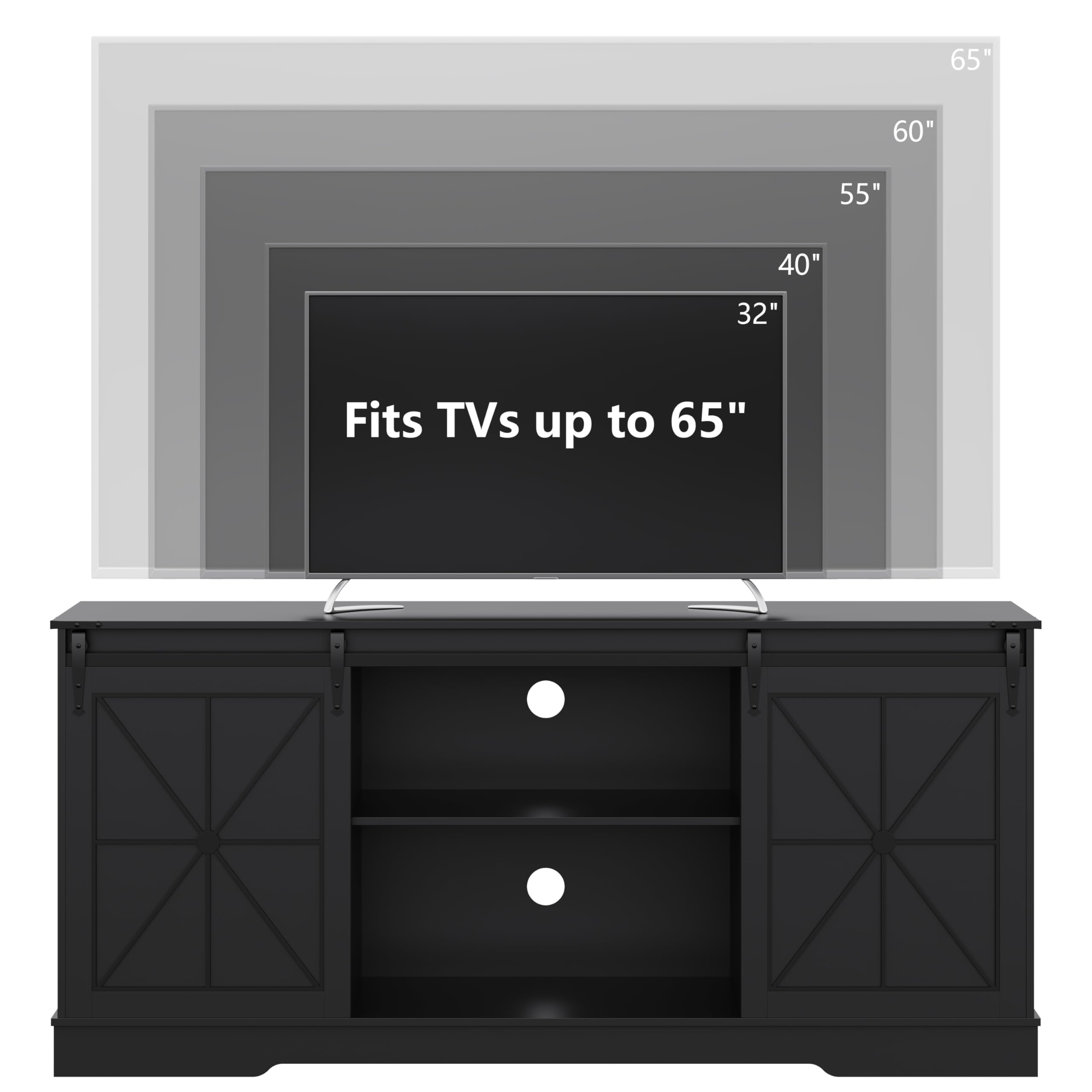 Farmhouse TV Stand with Sliding Barn Doors