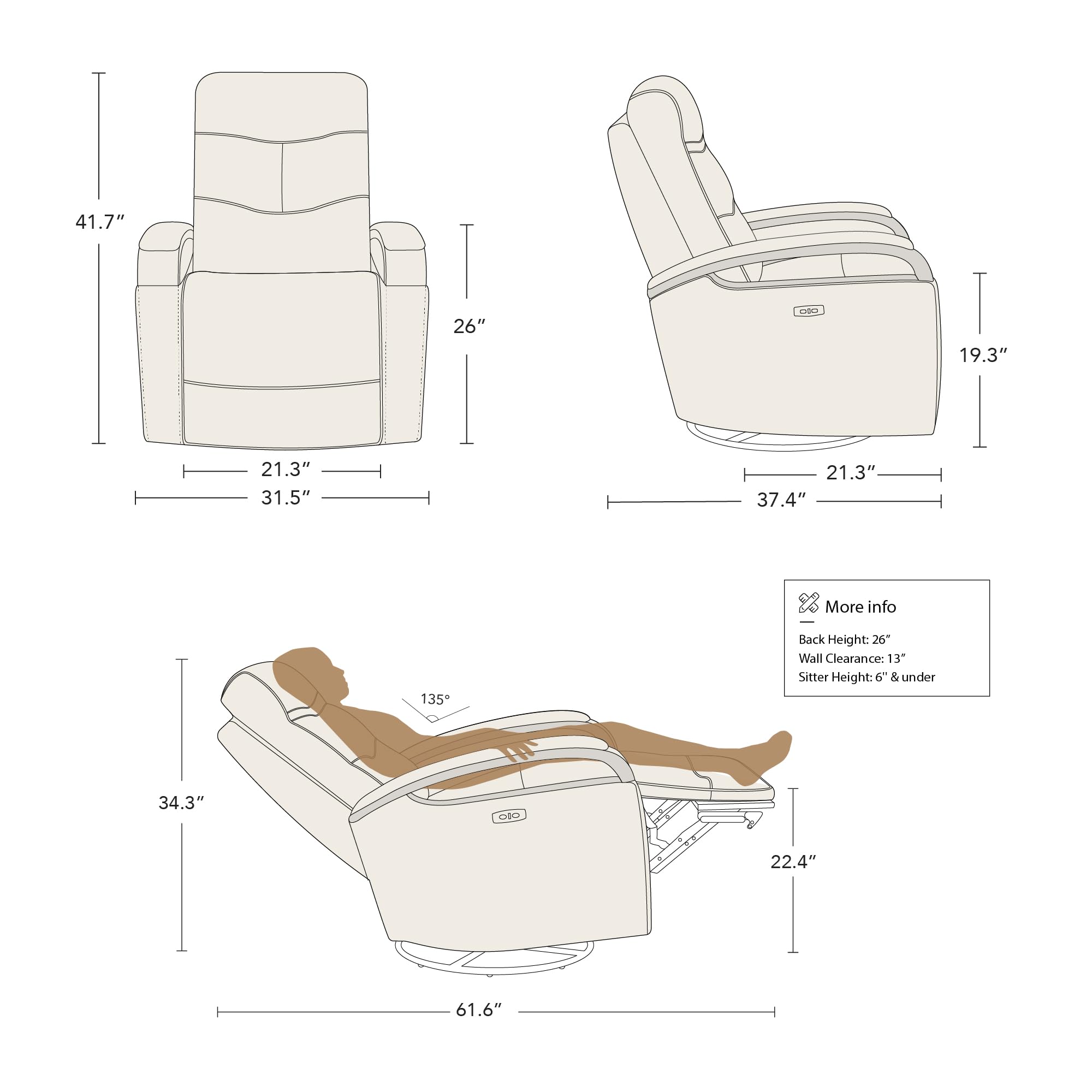 Genuine Leather Power Swivel Glider Rocker Recliner with Adjustable Headrest