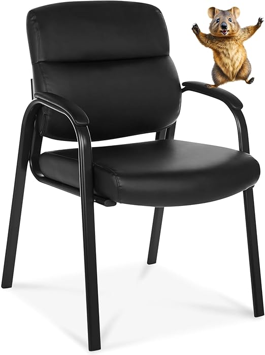 Leather Guest Chair with Padded Arms Black 1/2/4 Pack