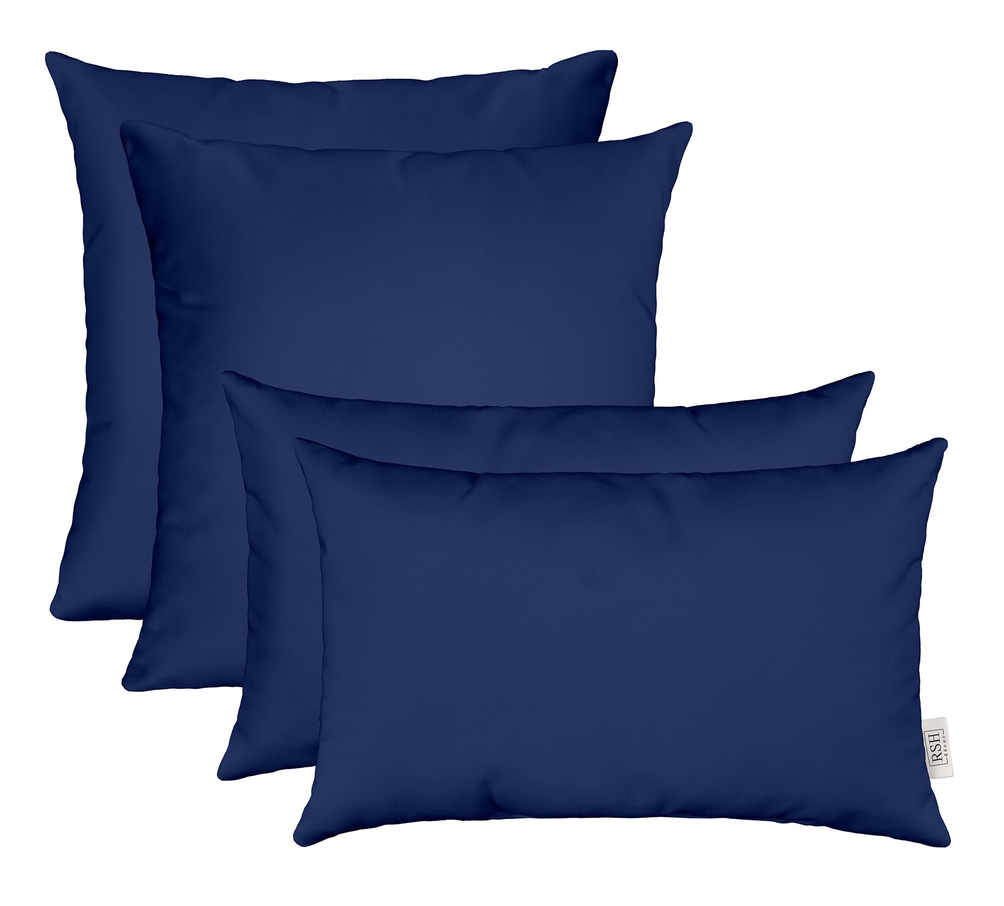 Set of 4 Indoor Outdoor Decorative Throw Pillows - Navy Blue