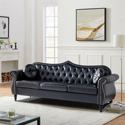 3-Seater Tufted Chesterfield Settee with Rolled Arms