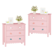 Pink 3 Drawer Nightstand Set of 2