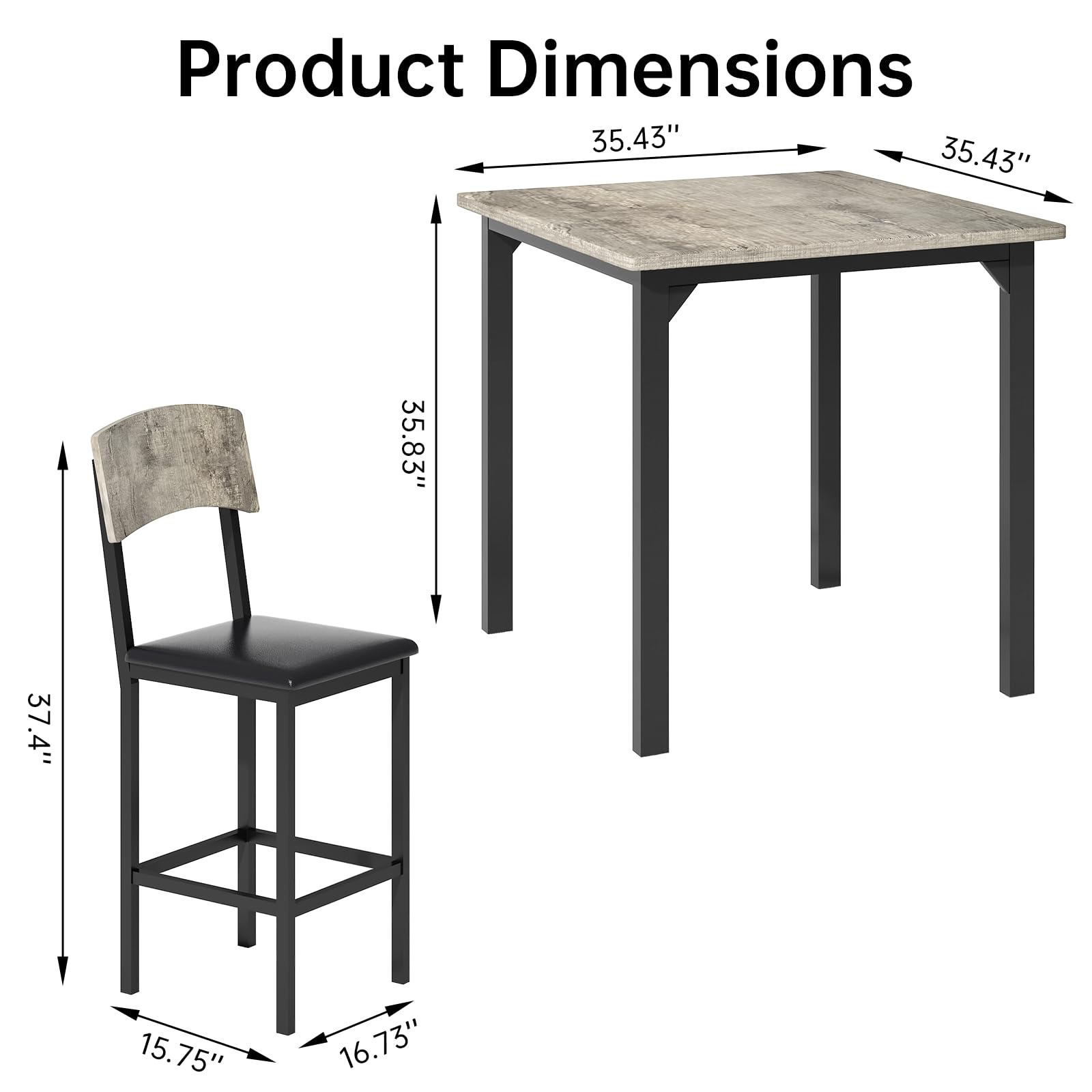 5-Piece Counter Height Dining Set with Upholstered Chairs