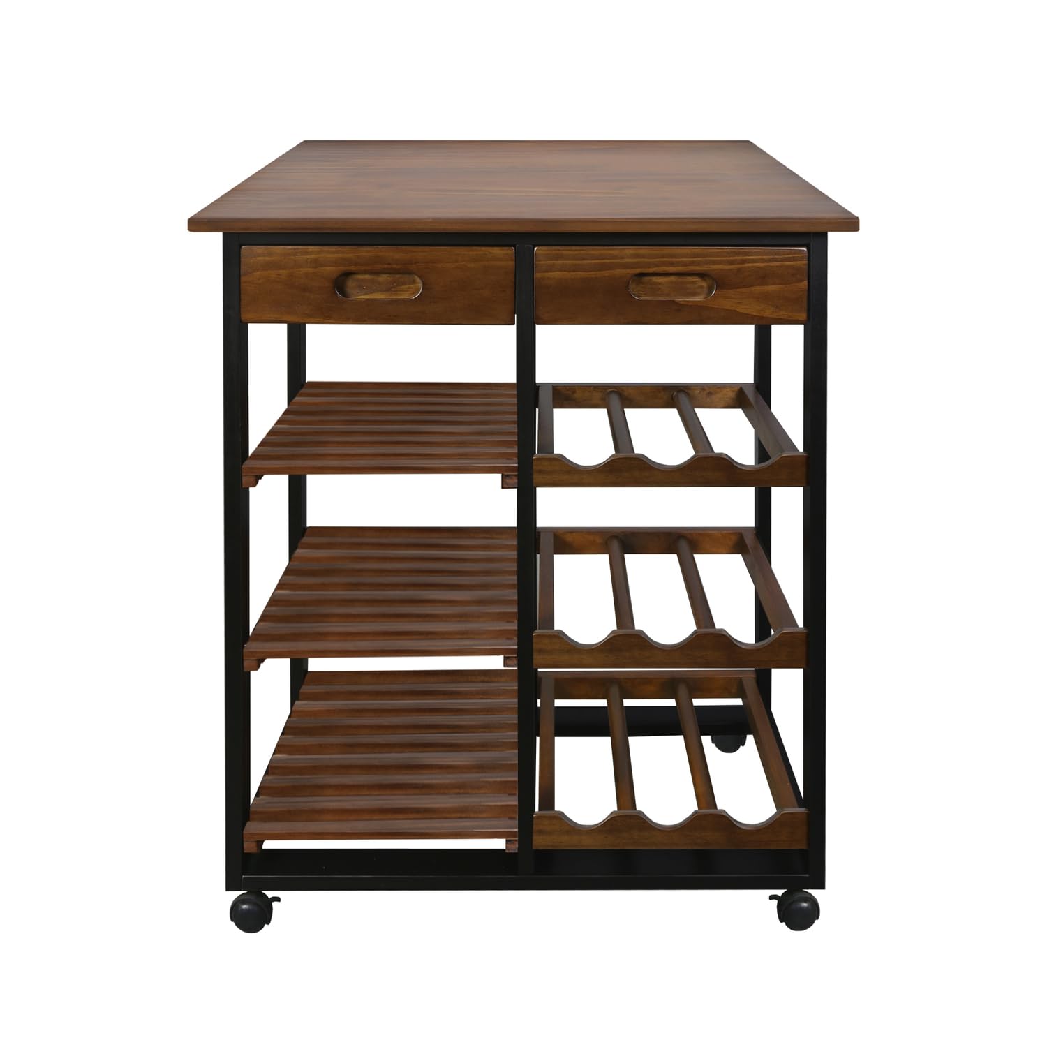 Rolling Kitchen Island Trolley with Wine Rack