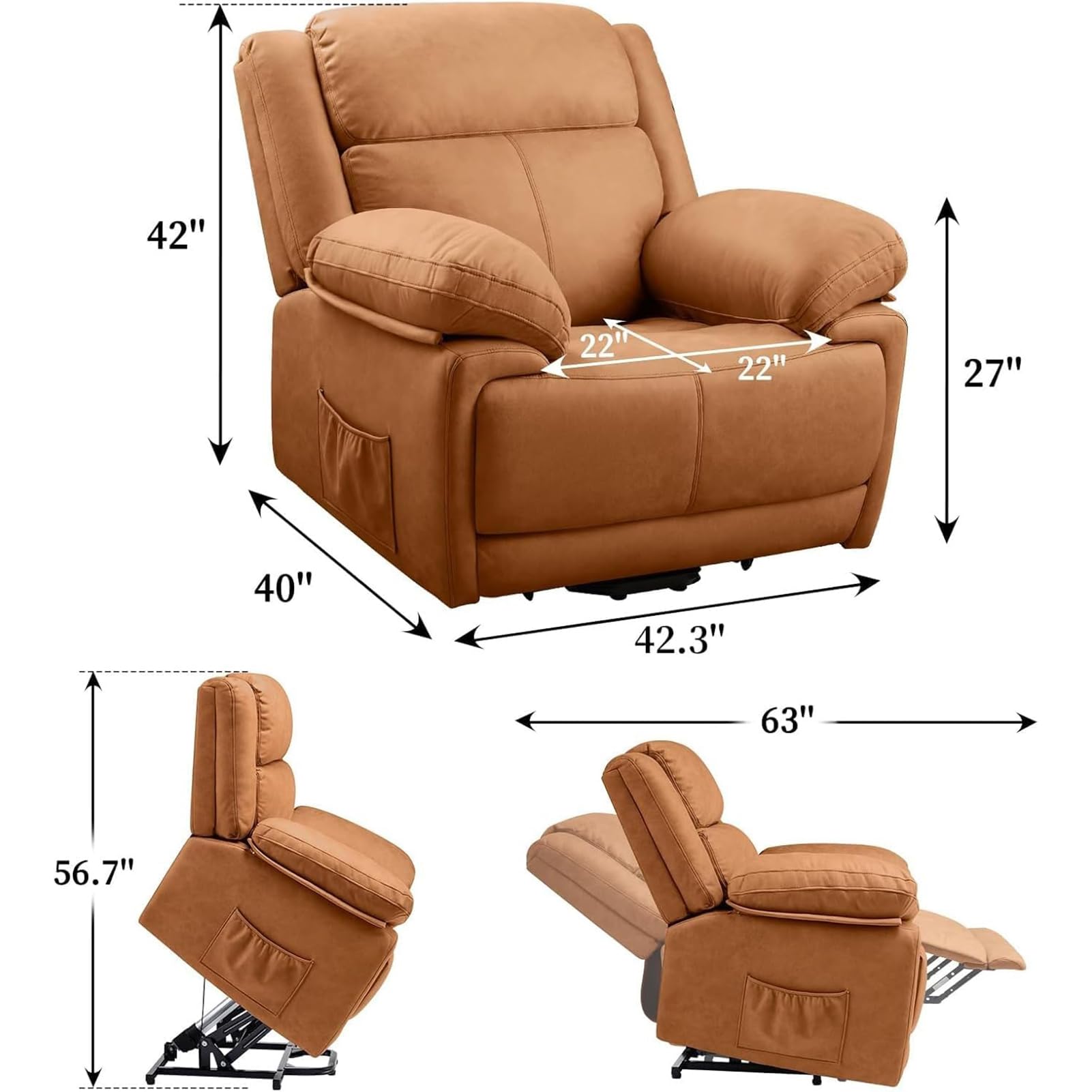 Electric Power Lift Recliner Chair with Massage and Heat