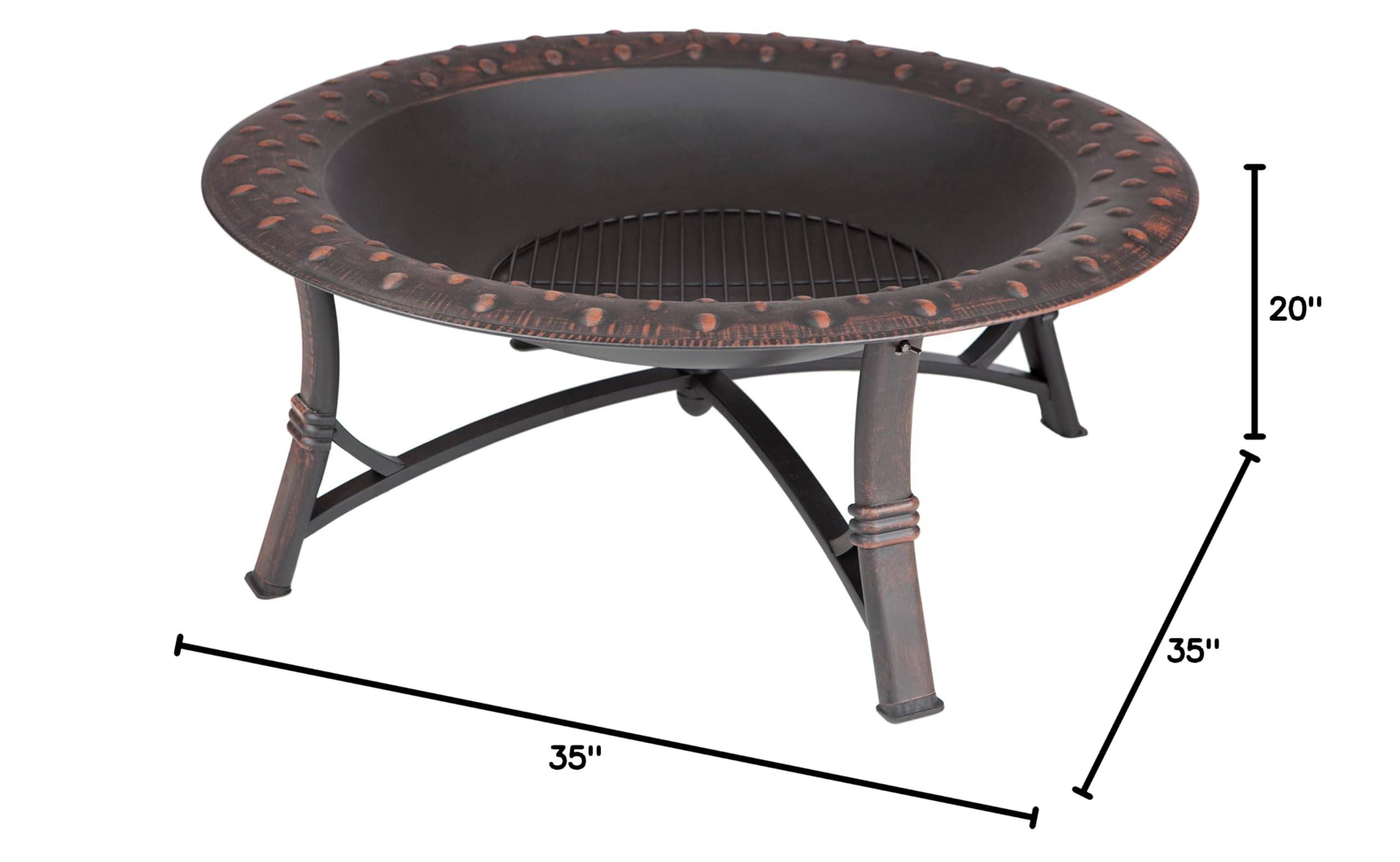 35" Wood Burning Fire Pit with Screen and Lift Tool