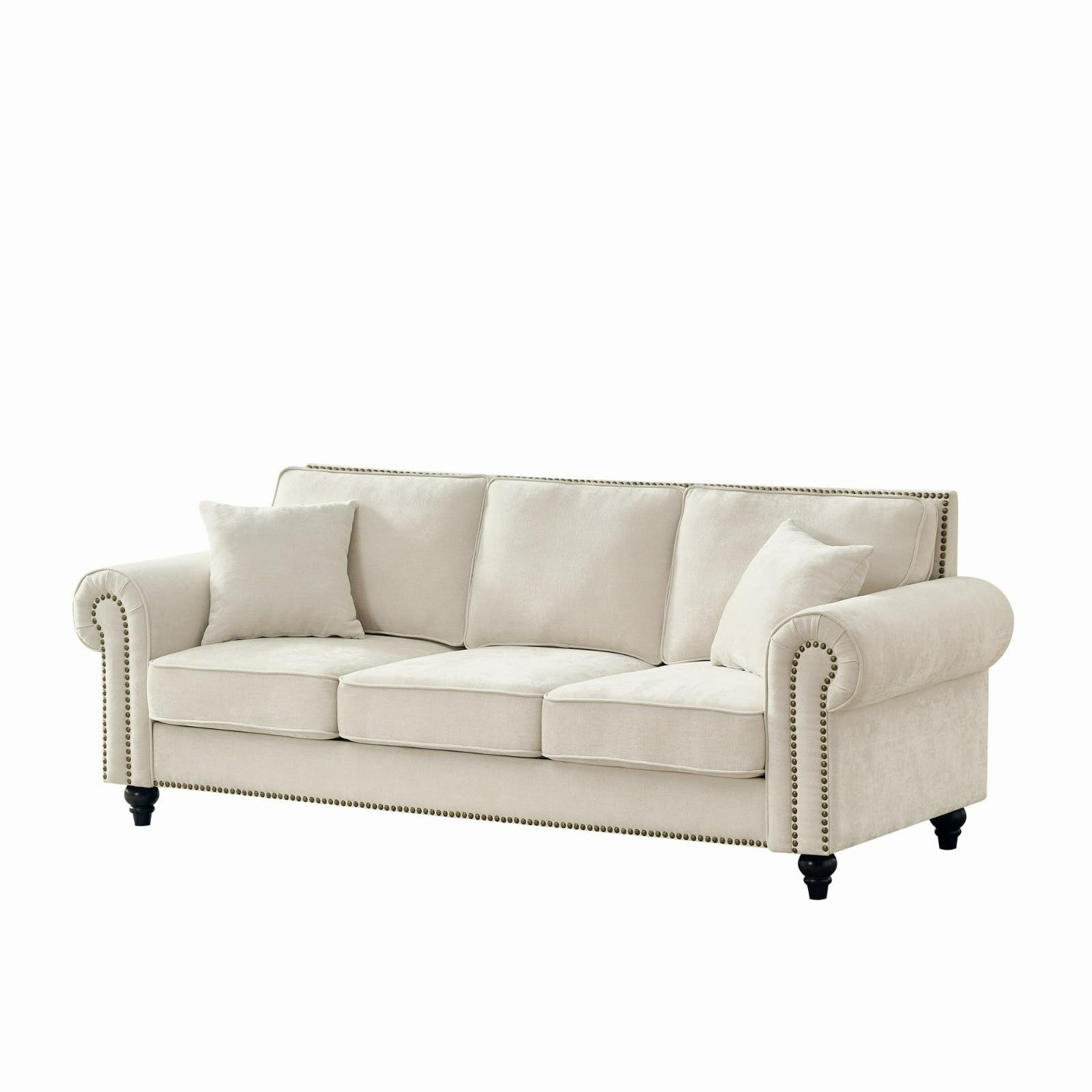 86.5" Chenille Sofa with Nailhead Trim