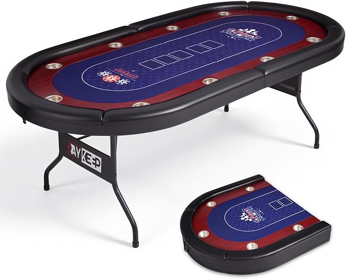 LED Poker Table 8 Player Foldable