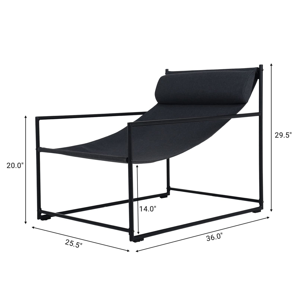 Outdoor Modern Sling Lounge Chair with Removable Headrest