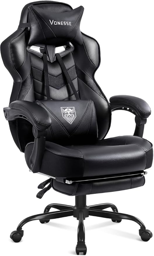 Ergonomic Gaming Chair with Massage and Footrest