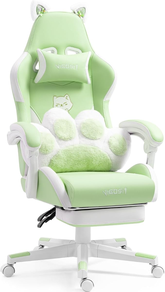 Cat Ear Gaming Chair with Footrest