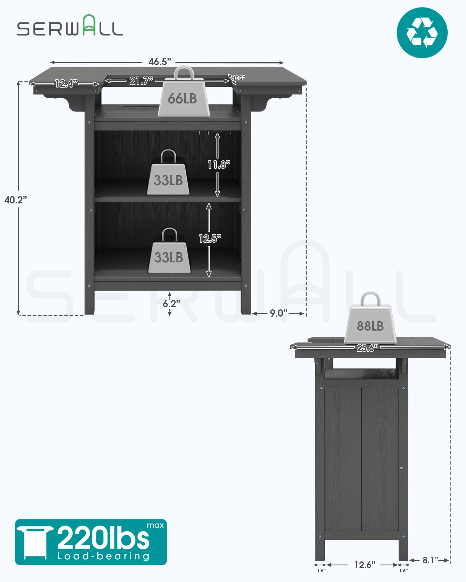 Outdoor Bar Table with 4-Tier Storage
