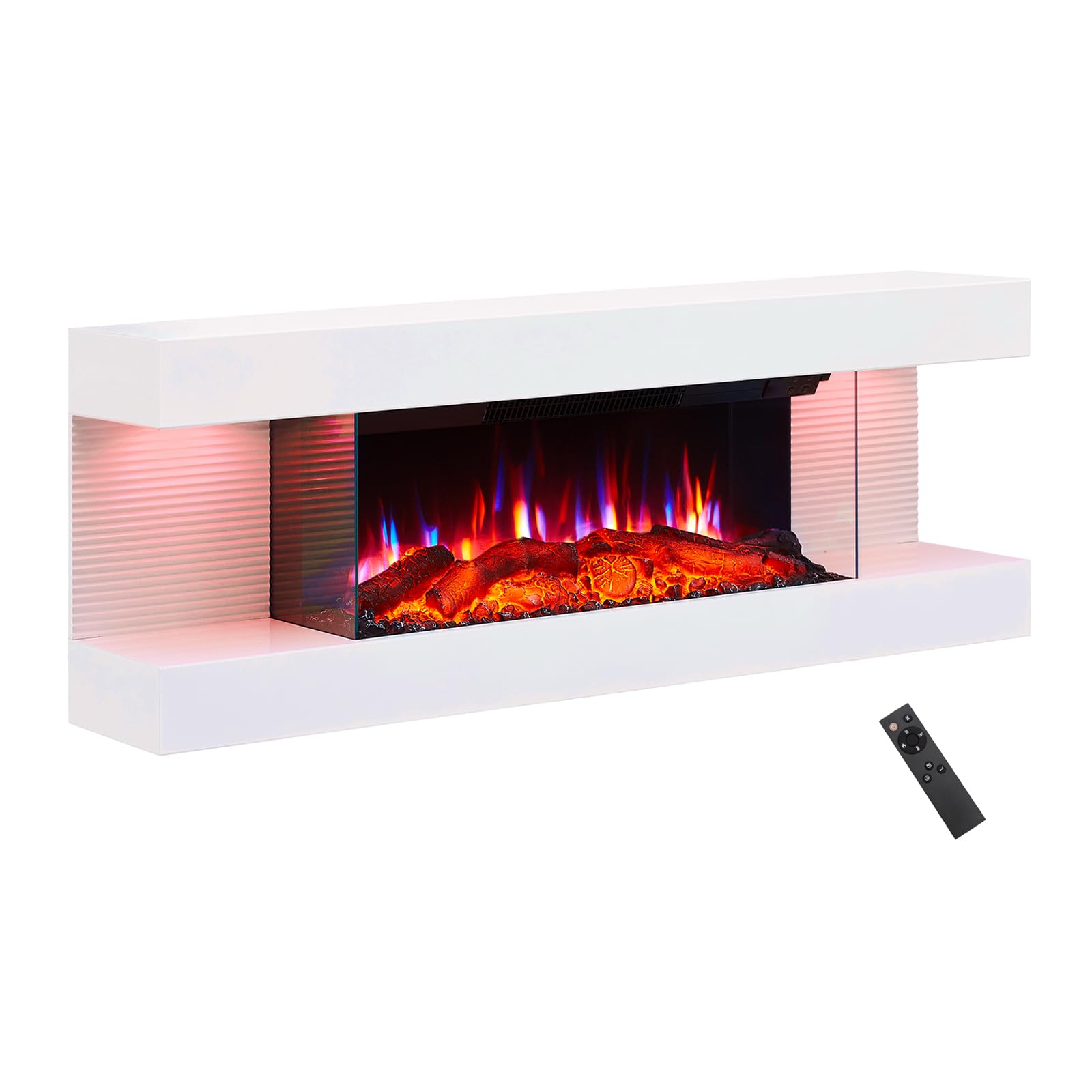 44 Inch Wall Mounted Electric Fireplace with Multi-Color Flames