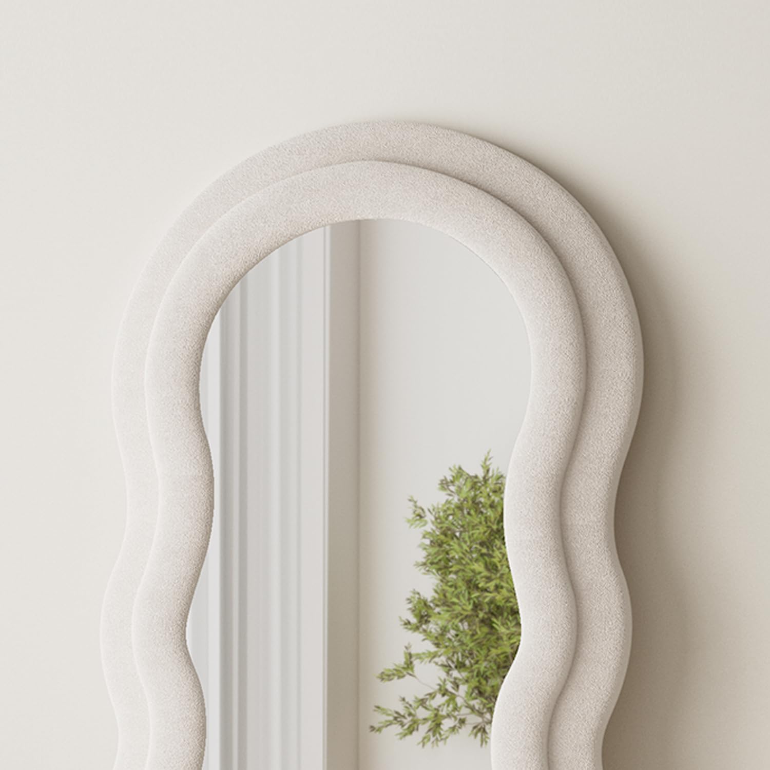 Wavy Full Length Floor Mirror 63" x 24" White