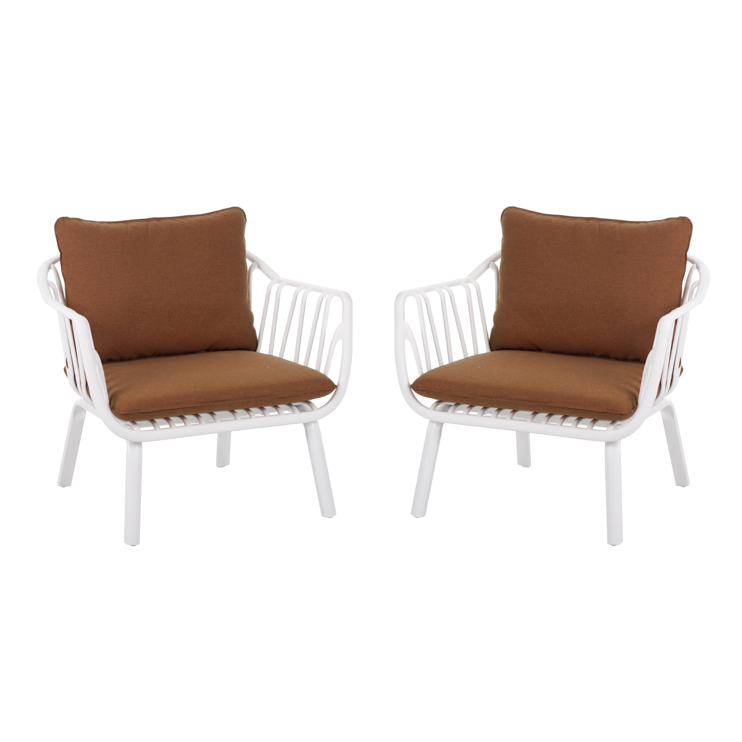 Outdoor Polypropylene Iron Frame Club Chair Set