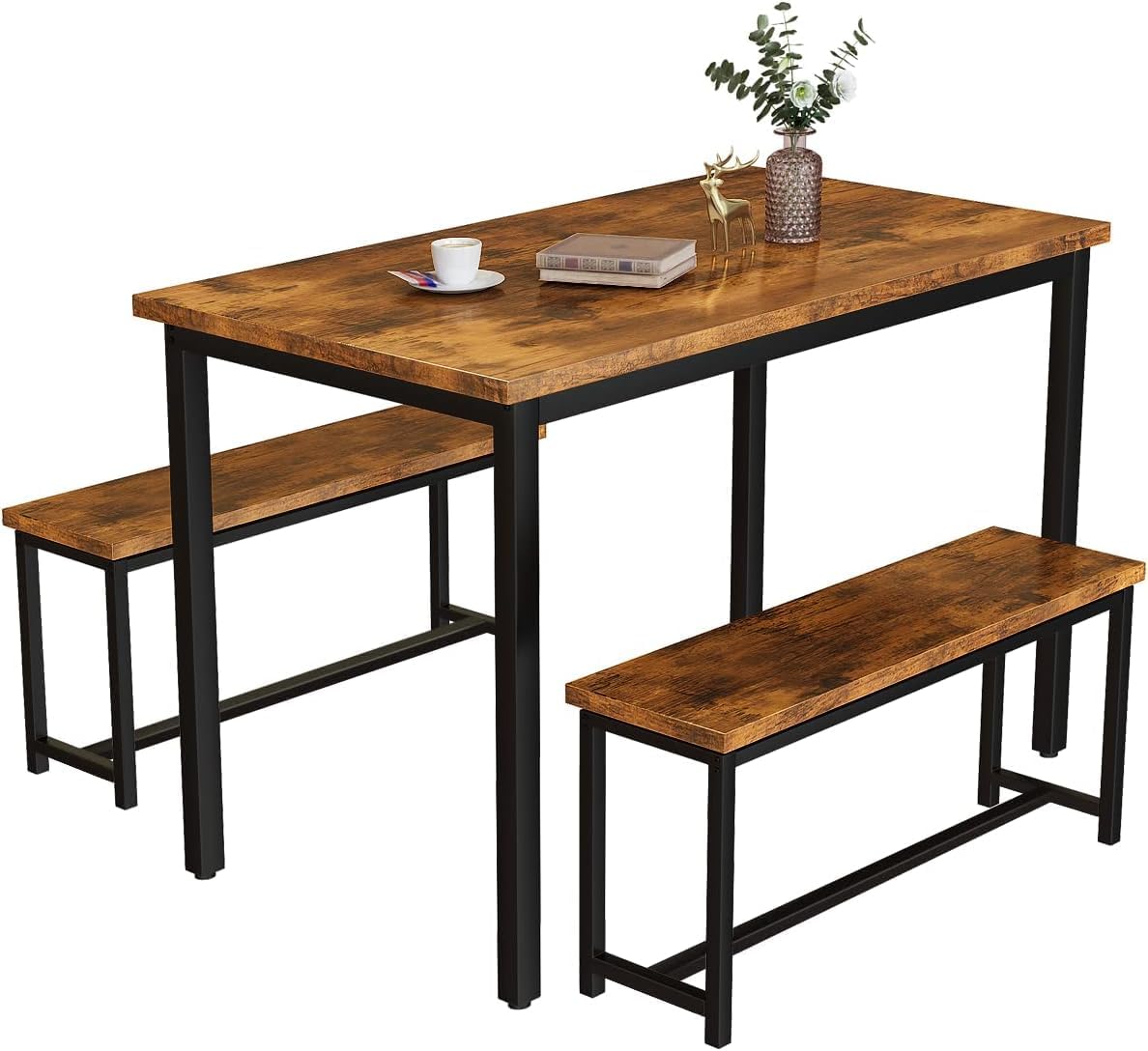 3-Piece Dining Table Set with Benches