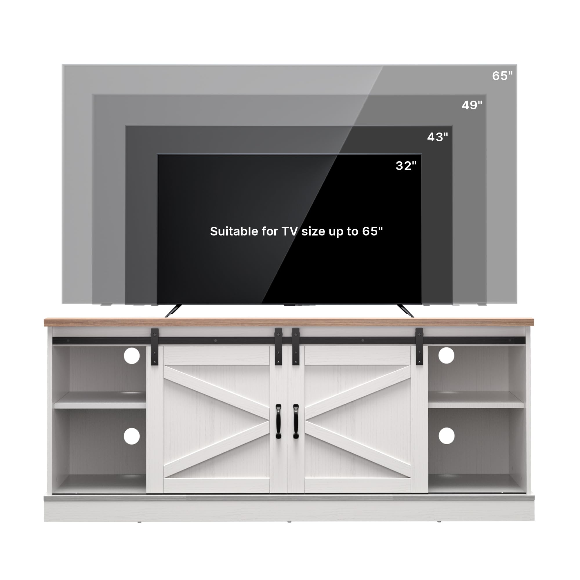 TV Stand Entertainment Center with Sliding Barn Doors