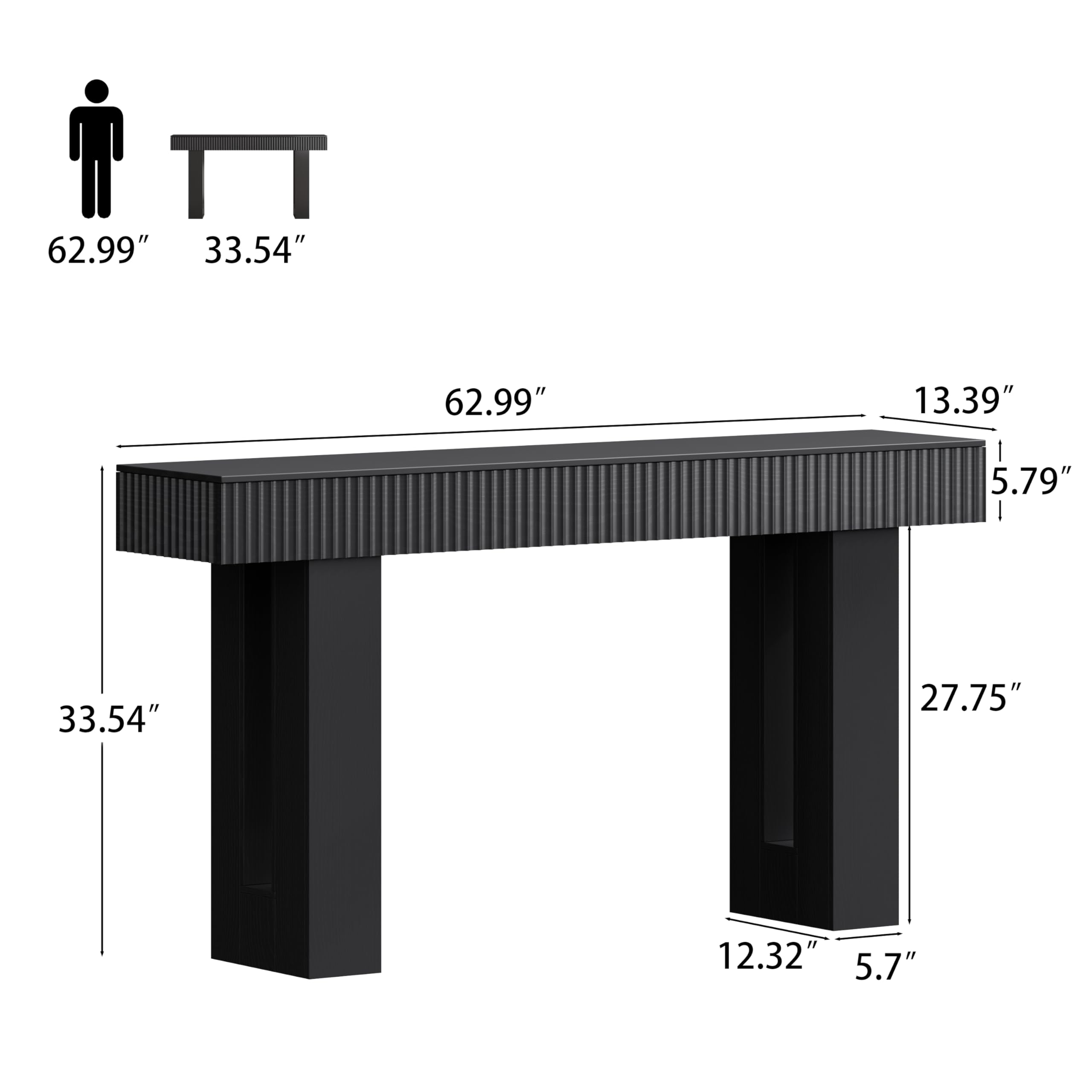 63-Inch Fluted Console Table