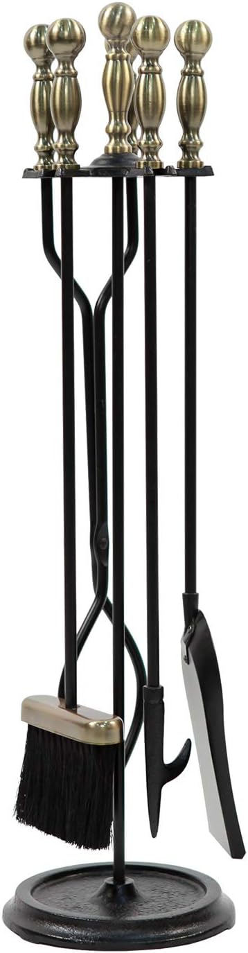 5-Piece Fireplace Tool Set with Stand