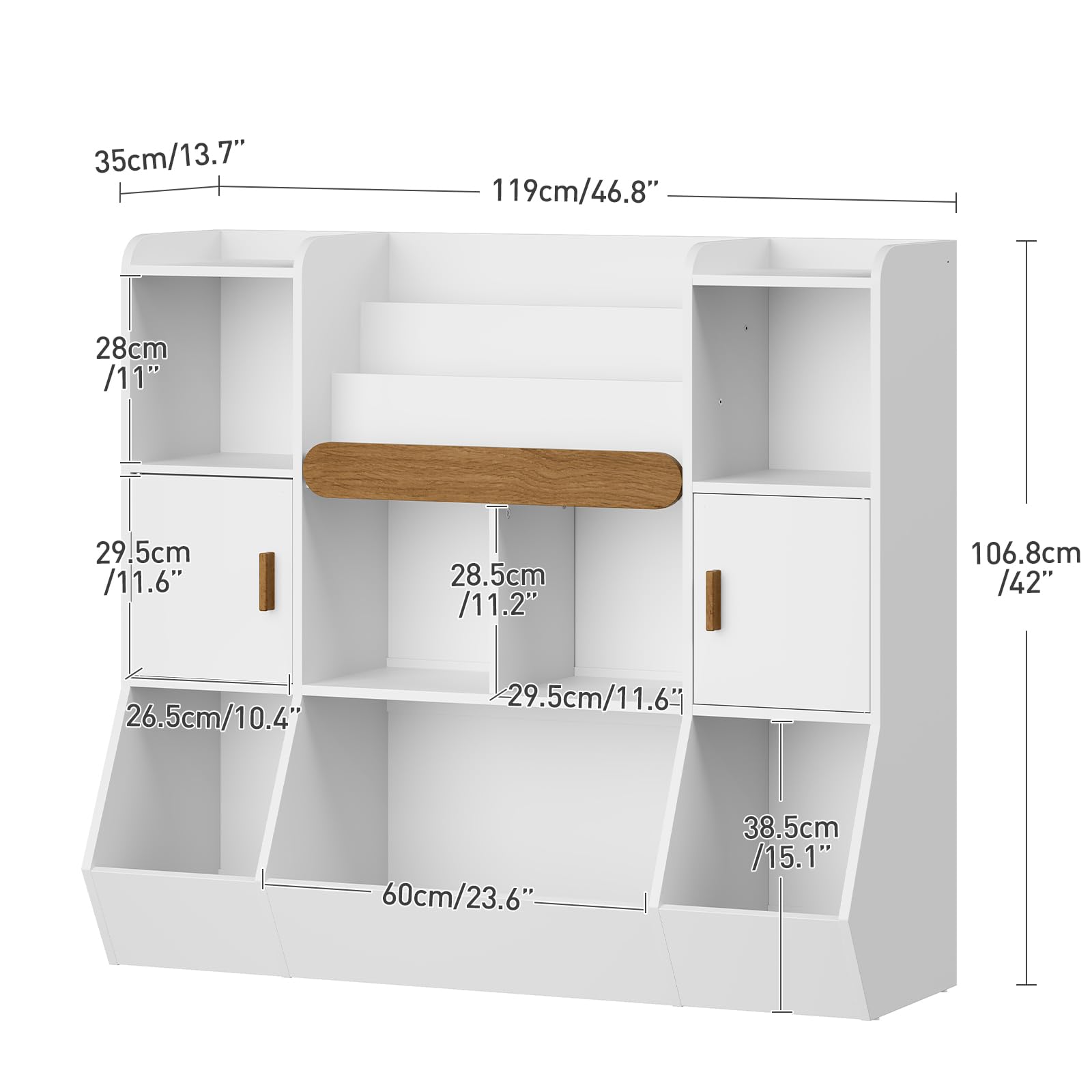 Kids Toy Storage Organizer with 3-Tier Bookshelf
