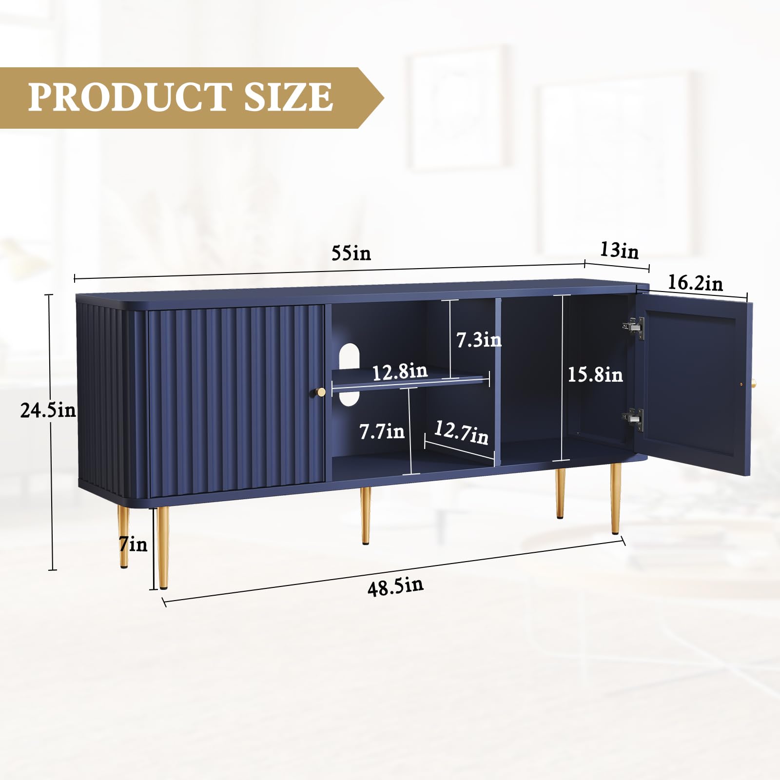 55" Fluted TV Stand with Storage