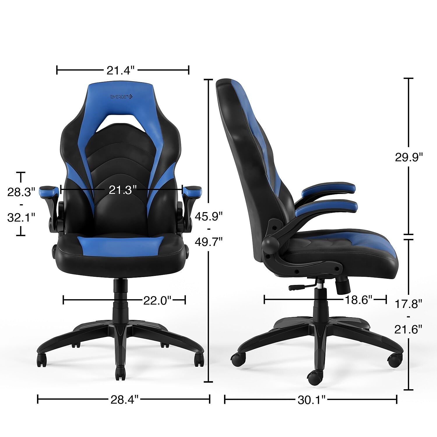 Gaming Chair Black and Blue Faux Leather