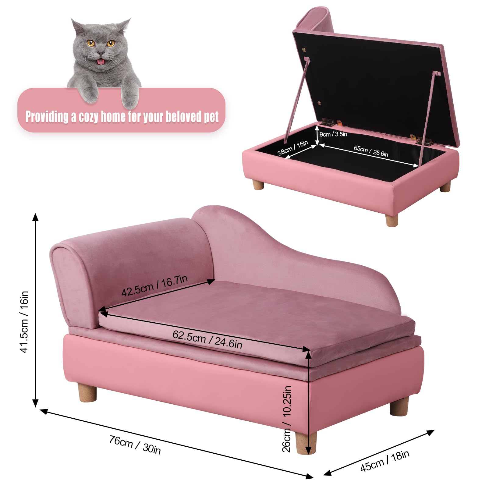 Pet Bed Sofa with Storage