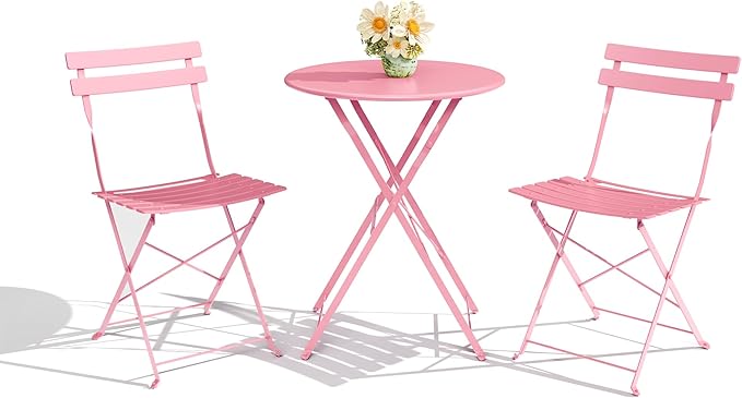 3-Piece Folding Bistro Set - Outdoor Patio Table and Chairs