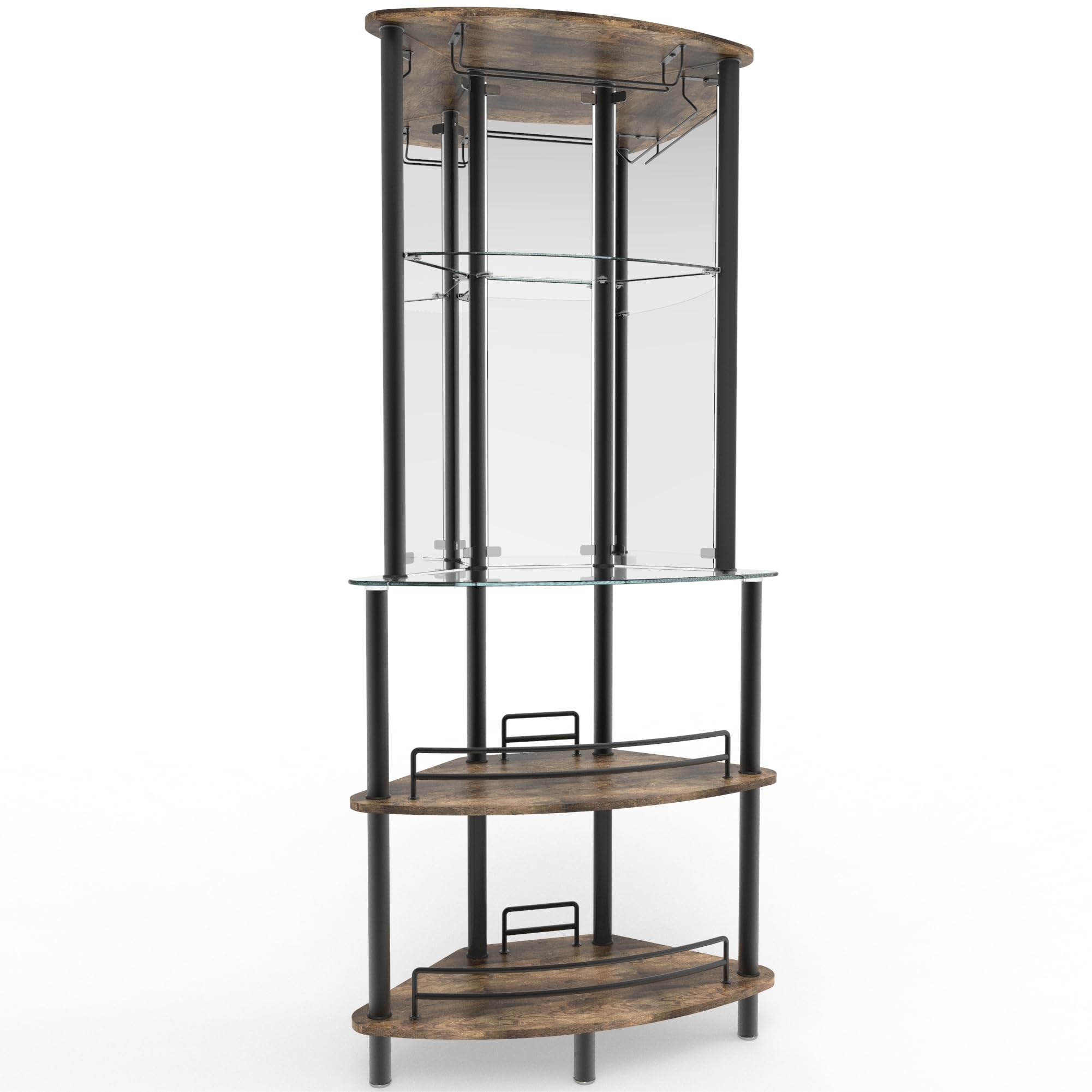 Contemporary Tower Bar Cabinet with Glass Shelves