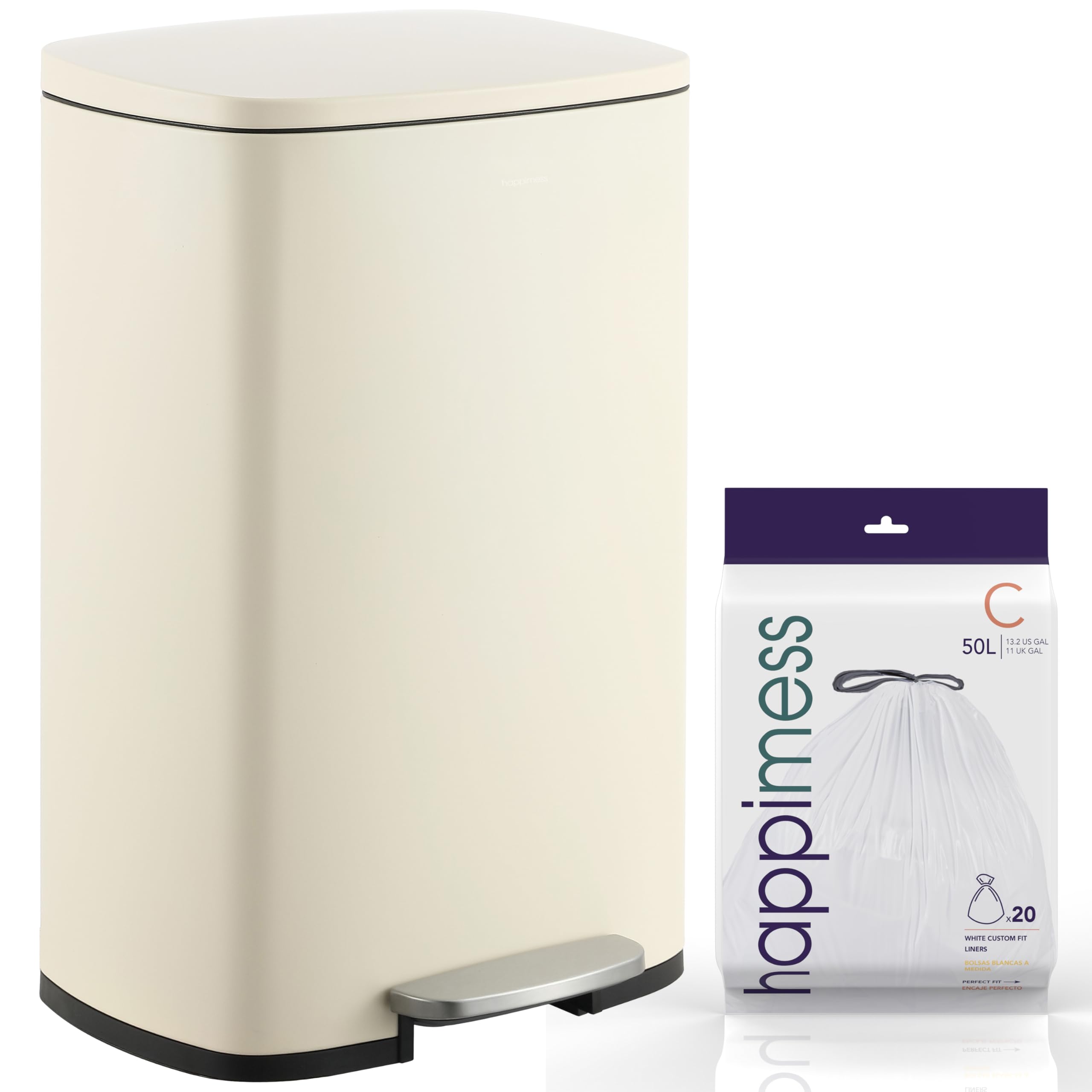 Rectangular Step Trash Can with Soft-Close Lid