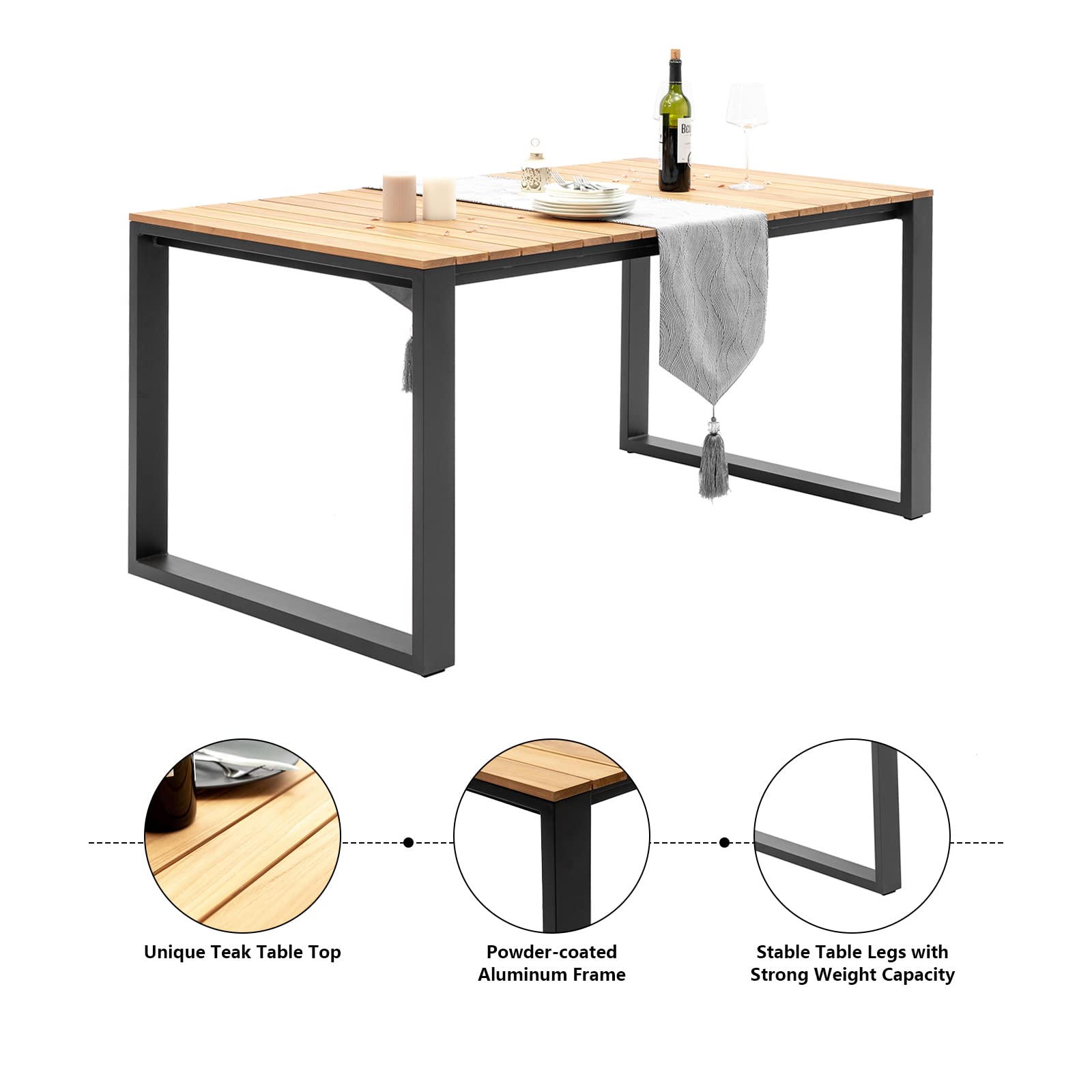5 Piece Outdoor Dining Set with Teak Tabletop