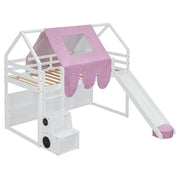 Twin Loft Bed with Slide and Tent