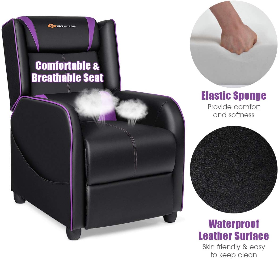 Gaming Recliner Chair with Massage and Footrest
