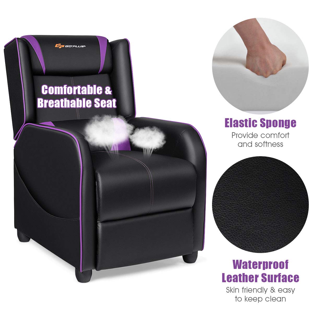 Gaming Recliner Chair with Massage and Footrest