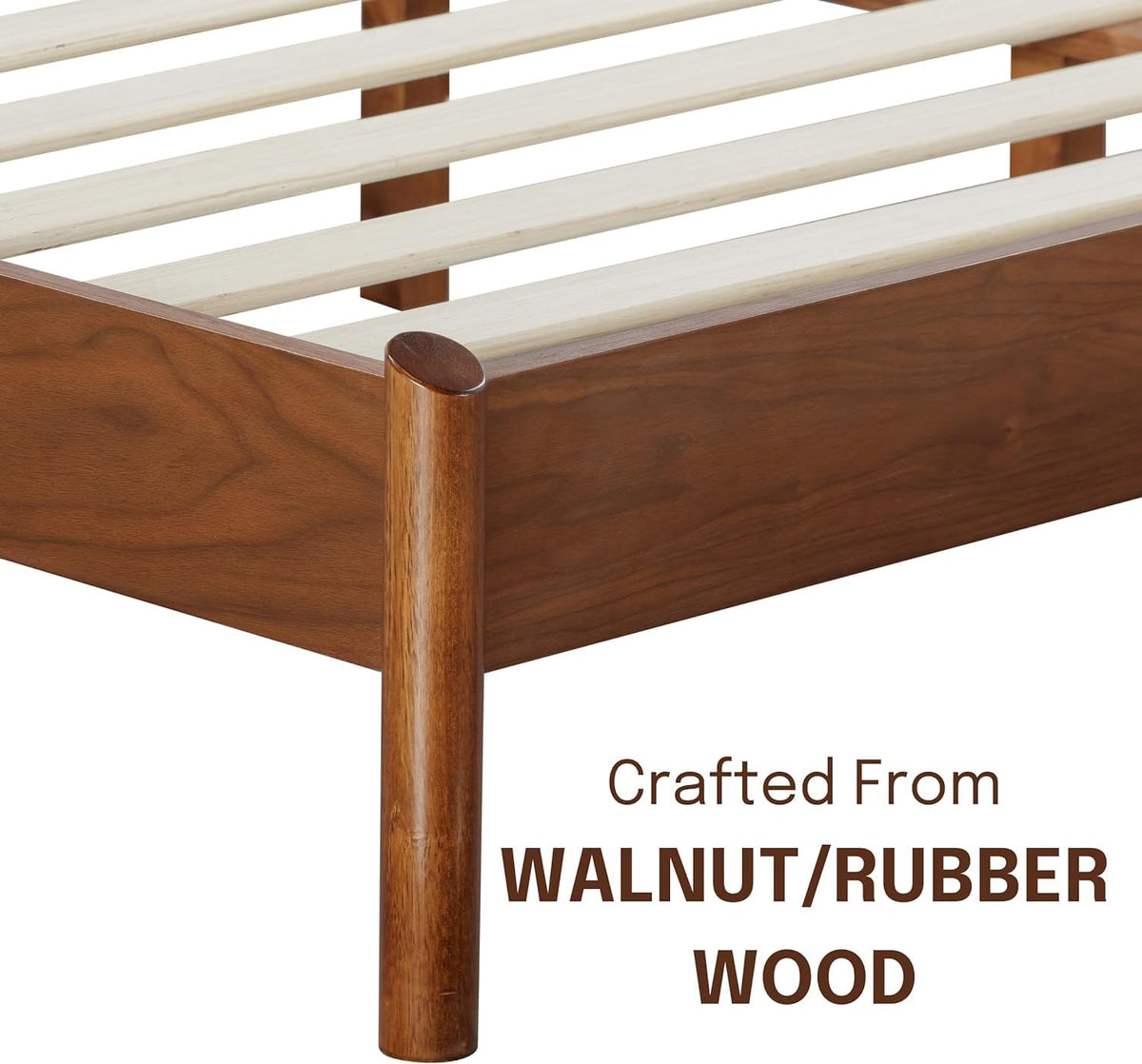 Wooden Bed Frame with Headboard and Natural Rattan King
