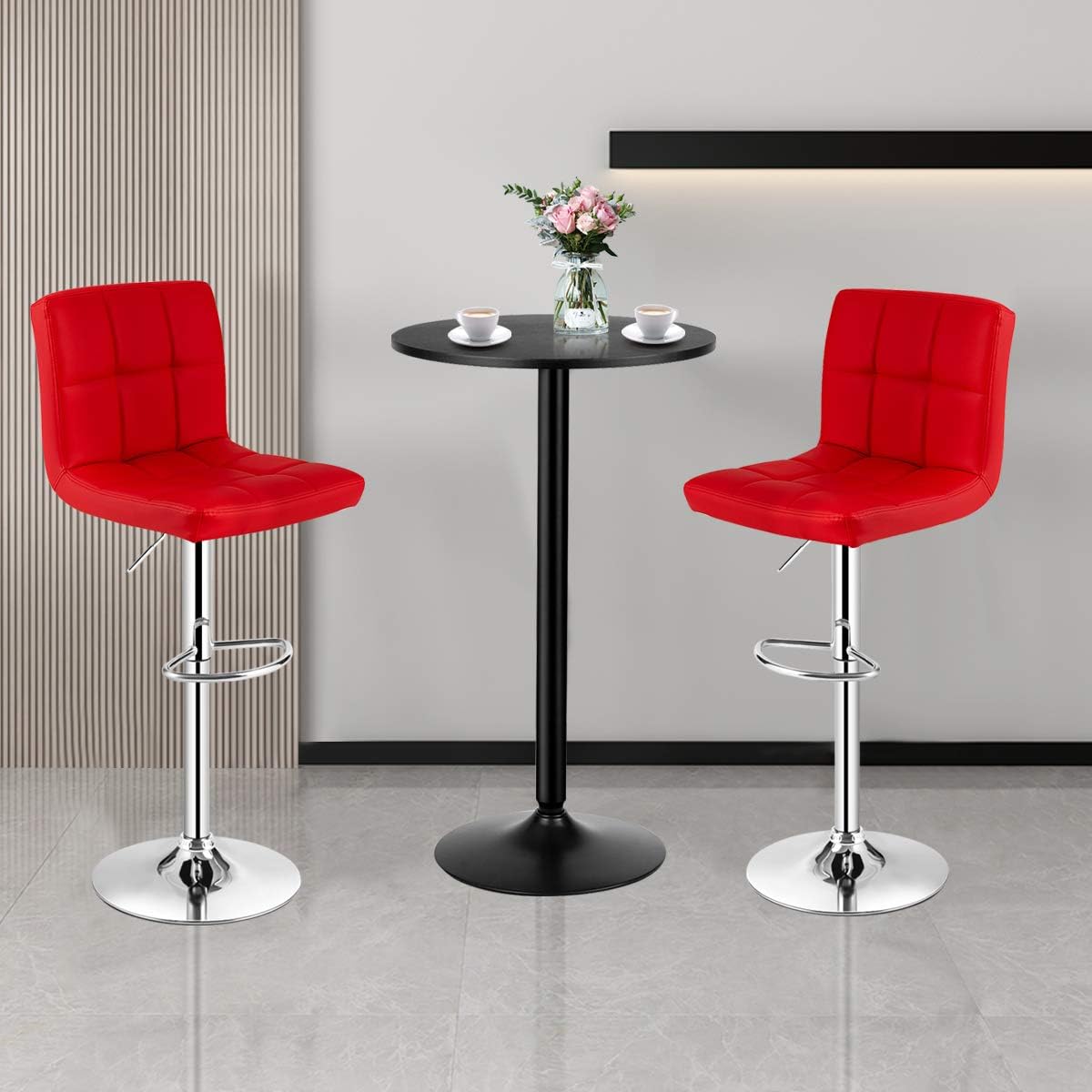 3-Piece Bar Table Set with Adjustable Swivel Chairs
