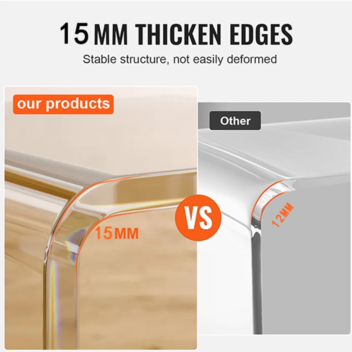 Acrylic Clear C-Shaped Rolling End Table 26"H