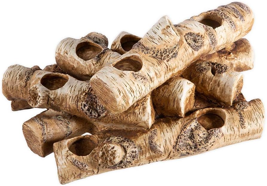 Faux Birch Wood Resin Logs Tea Light Candle Holder