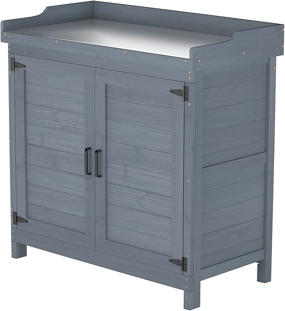 Wooden Outdoor Storage Cabinet with Potting Bench