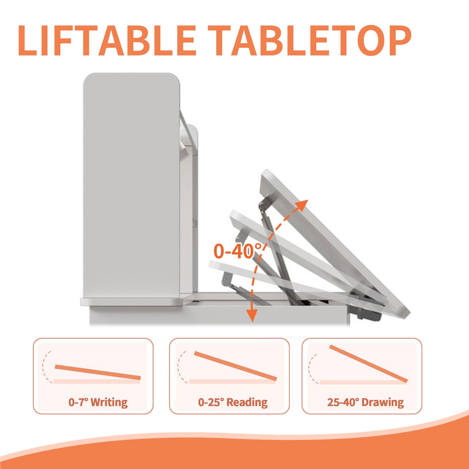Kids Study Desk and Chair Set with LED Lamp and Storage